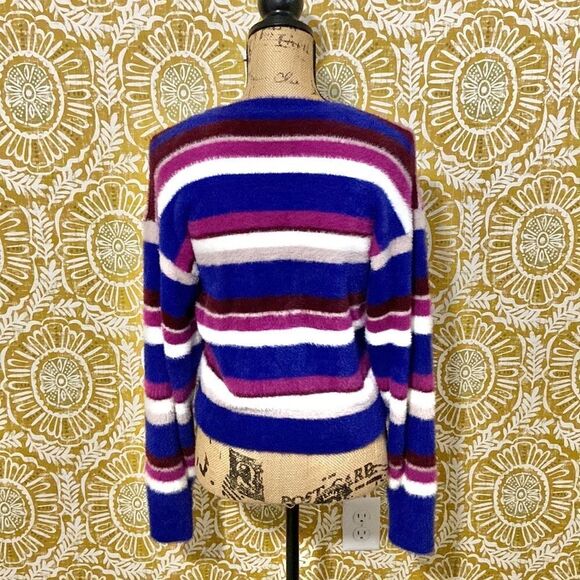 Splendid Multicolor Striped Fuzzy Eyelash Soft V-Neck Sweater size XS - Picture 8 of 11